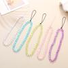 Sweet Iridescent Heart Acrylic Beaded Phone Keychains Cute Mobile Phone Hanging Cord Fashion Lanyard Strap Jewelry 1
