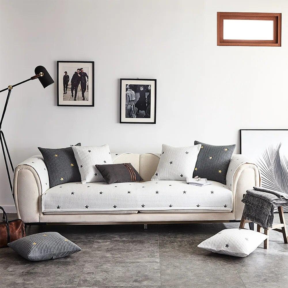 

Новый коврик для дивана, четырехсезонный чехол из чистого хлопка со звездами, противоскользящая подушка, чехол для дивана, предметы интерьера для гостиной, универсальный чехол для дивана 70x70cm 1pcs