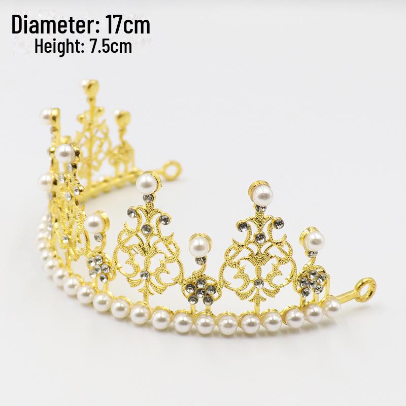 Queen Crown Cake Decoration with Lace, Pearls, and Baby's Breath for Birthdays