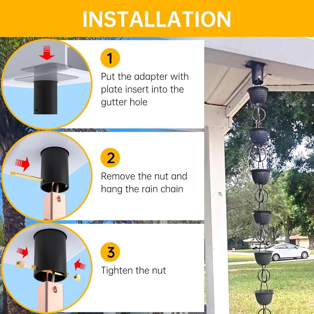 Replacement Rain Chain Gutter Adapter Easily Installation Functional for Outdoor Downspout Outlet Practical Repair Parts