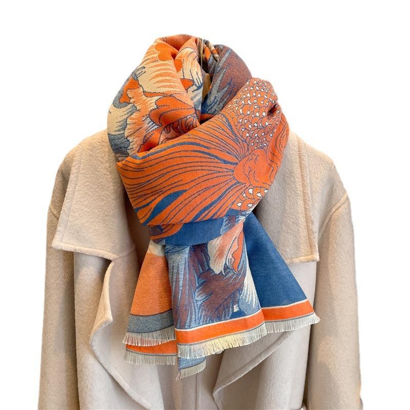 Scarf Women's winter warm long versatile air-conditioned room shawl with imitation cashmere scarf