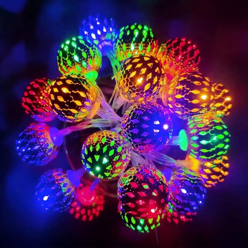LED Moroccan Fairy Lights Battery Operated Gold Globe String Lights For Home Outdoor Wedding Party Festival Decoration 10/20/40LEDs