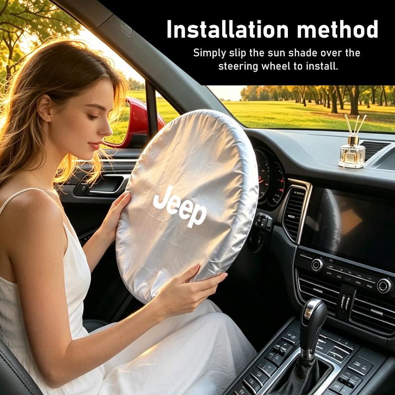 Car Sun Shade Cover Steering Wheel Sun Block Sunshade Heat Insulation For Jeep Compass Renegade Cherokee Wrangler JK Patriot AJW1