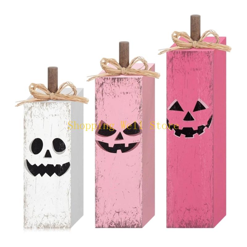 KX4B Wooden Specters Table Signs Pack Of 3 Halloween Seasonal Decors For Homes Party Displays