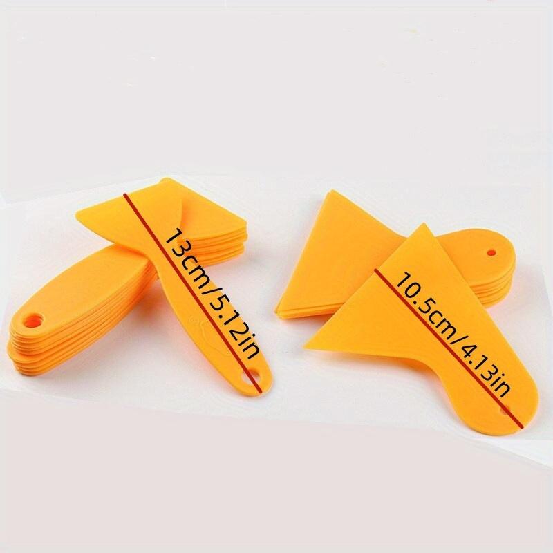 10pcs Yellow Plastic Scraper Set for Car Films And Mobile Phones - Triangular Design, Thickened Plastic, Anti-Warping Edge