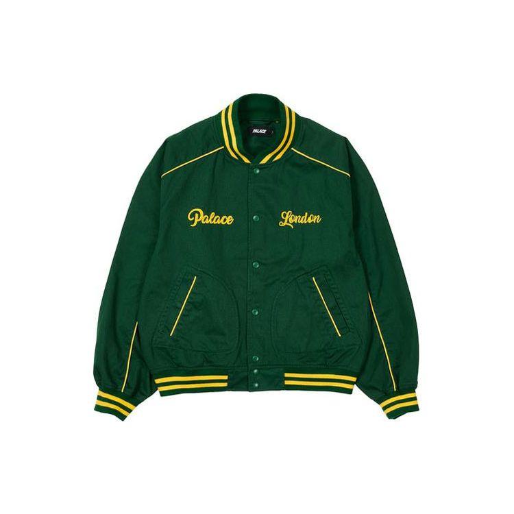 Palace Ss21 Chain Stitch Bomber Jacket Duck Embroidery Fitted Long Sleeve Jacket Unisex Jacket Green P20JK106