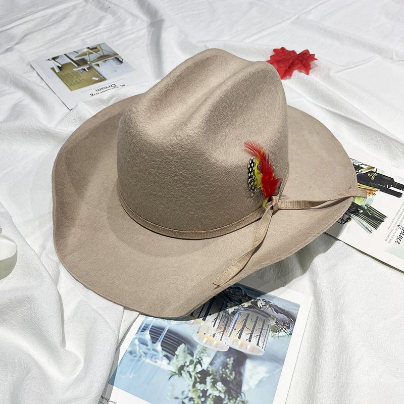 Solid Color Felt Cowboy Hat, Wool Cowboy Hat, Adjustable Felt Hat 58cm