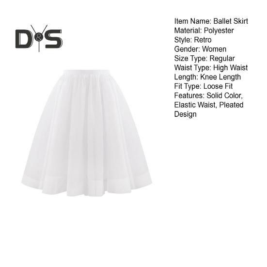 Damen Retro Ballettrock Elastischer Hoher Taille 3-Lagen Tüll Petticoat Tanzrock Karneval Cosplay Tutu Rock