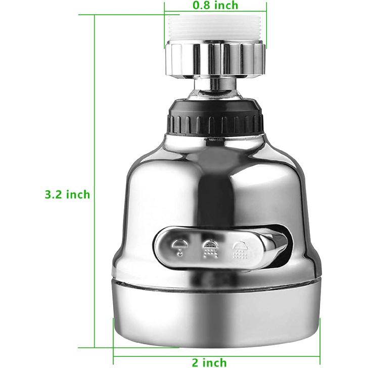 360° Kitchen Faucet Sprayer Attachment - Stainless Steel Swivel Kitchen Sink Faucet Head Replacement, 3 Adjustable Modes, Water Saving, Easy to