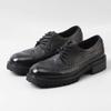 British Style Men'S Casual Brogue Shoes Genuine Leather Carved Round Toe Lace Up Thick Soled Business Dress Oxford Fashion Shoes