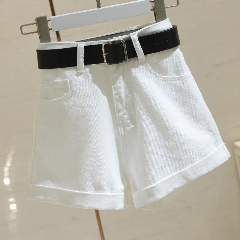 Blue Denim Shorts Women's Summer Korean Version of Curling Pants A-line Wide-leg Pants