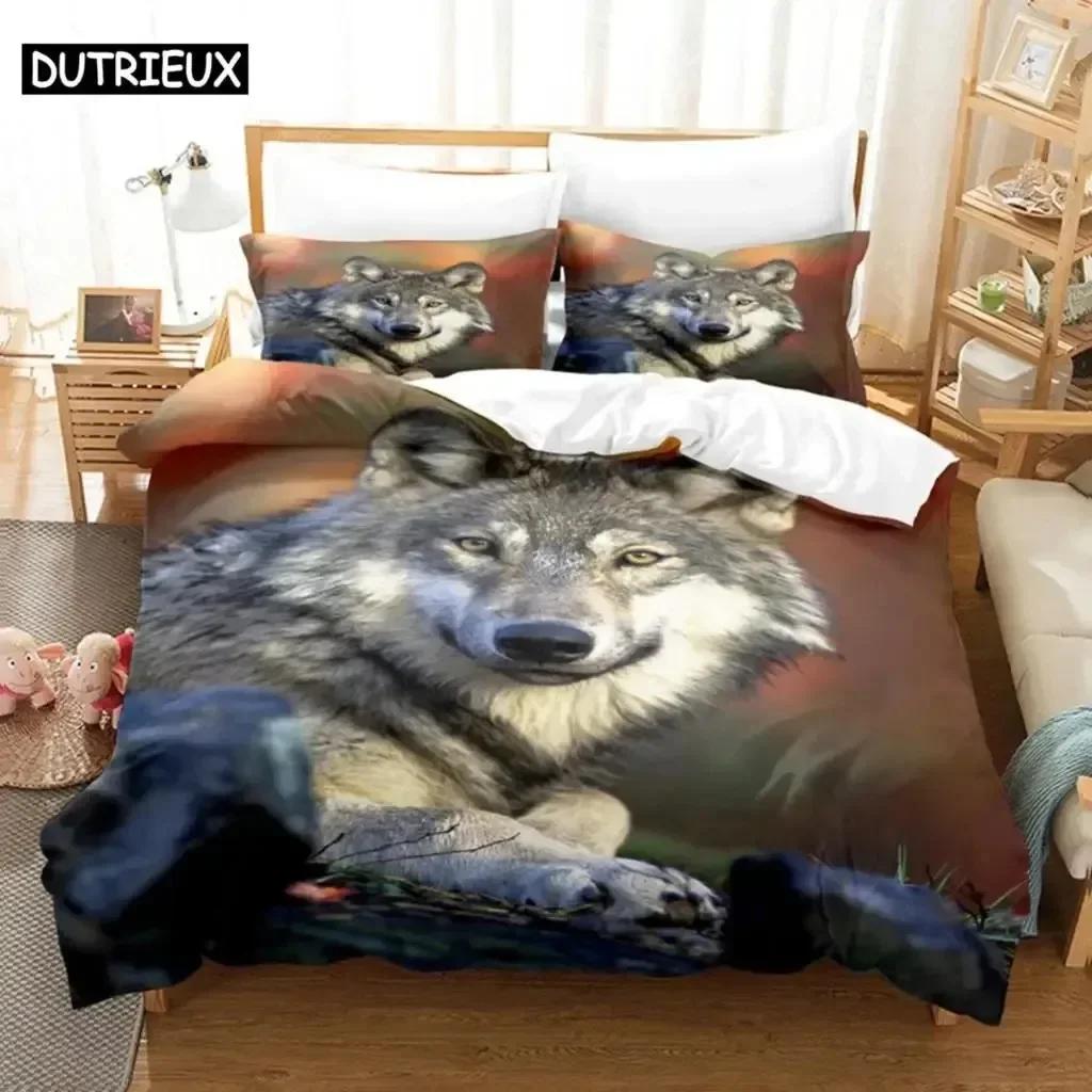 Luxury New 3D Print Love Wolf Comfortable Duvet Quilt Cover Pillowcase Bedding Set Children Bedroom Decoration Home Textile