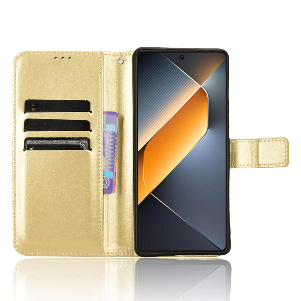 

For TECNO Pova 6 Pro 5G LI9 Case Crazy Horse Texture Wallet Leather Phone Cover Gold