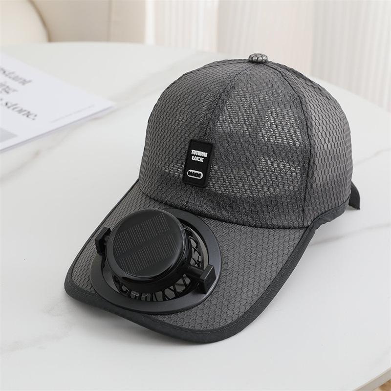 

Summer Usb Solar Fan Baseball Cap for Men Women Mesh Adjustable Breathable Unisex Caps Quick Dry Running Hat Cap Outdoor Sports 58-62cm сірий
