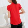 Office Lady Formal Summer Solid Color Chiffon Blouse V Neck Short Sleeve Shirt
