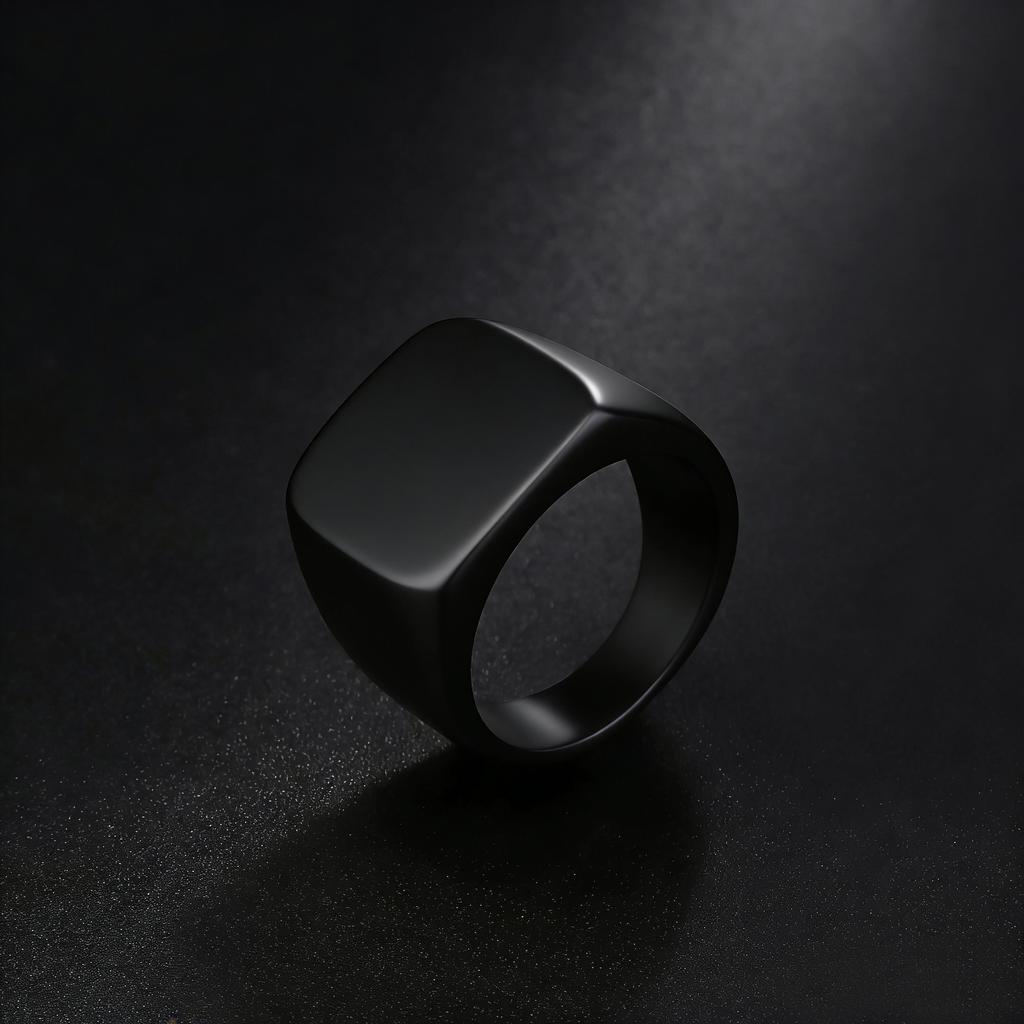 Fashion Men's Smooth Black Stainless Steel Rings Width Signet Square infinity Finge Ring Hiphop Male Wedding Party Jewelry Gift
