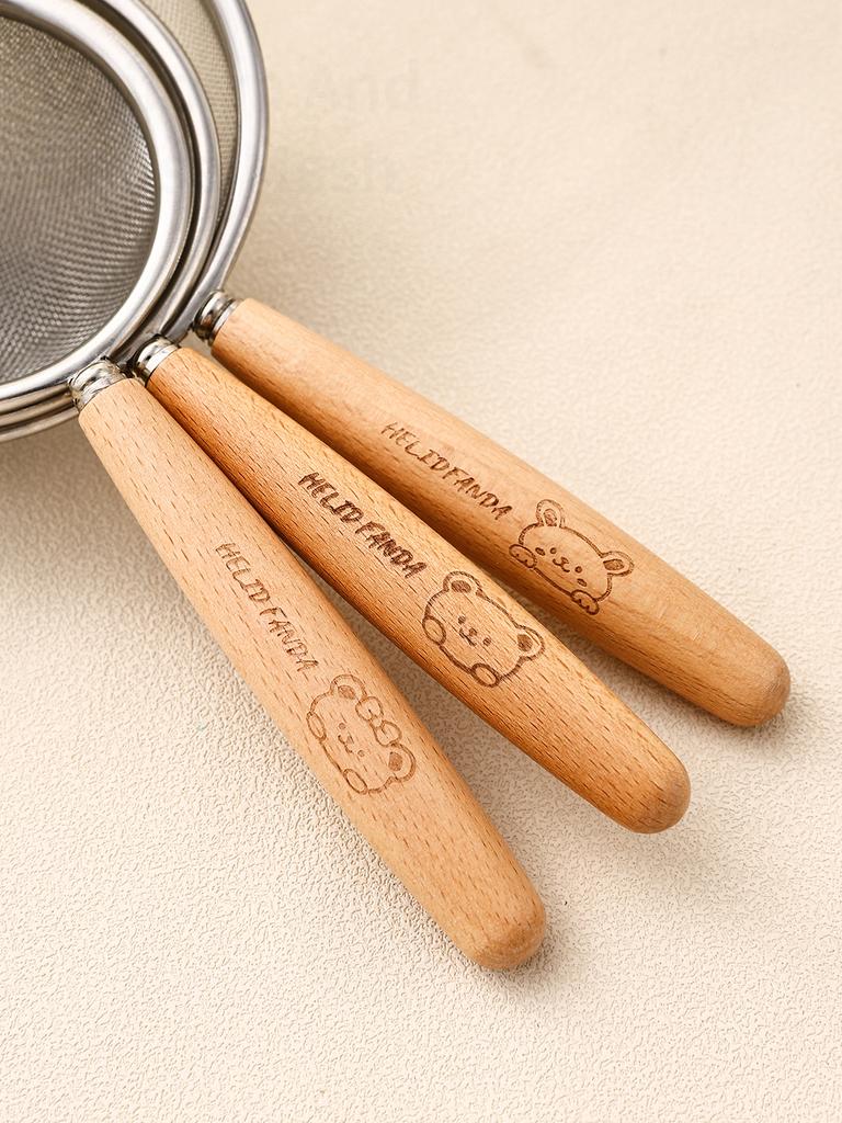 304 Edelstahl Filterlöffel Holzgriff Feines Sieb Sojamilch Saft Seiher Mehl Sieb Küchenwerkzeuge