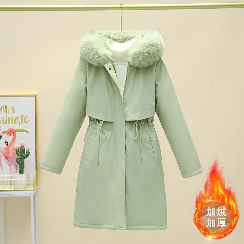 

Флис и более толстая женская новая хлопковая одежда женское средней длины и длинное зимнее свободное пальто с большим меховым воротником 6XL