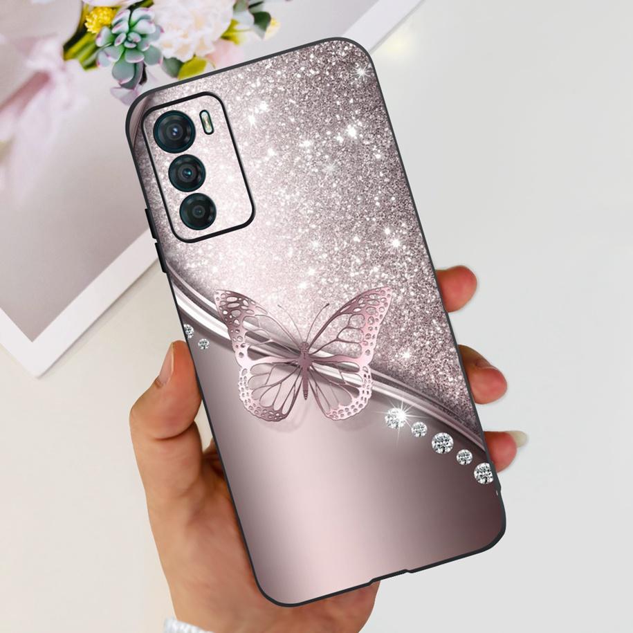 For Motorola Moto G42 Case XT2233-2 Soft Silicone Black Cover Stylish Flower Butterfly Phone Case For Moto G42 G 42 MotoG42 Etui