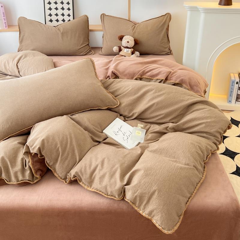 Winter Bedding Set Duvet Cover Set Ins Style A-Class 100% All Cotton Milk Velvet Cotton Velvet for Autumn Winter Soft and Warm