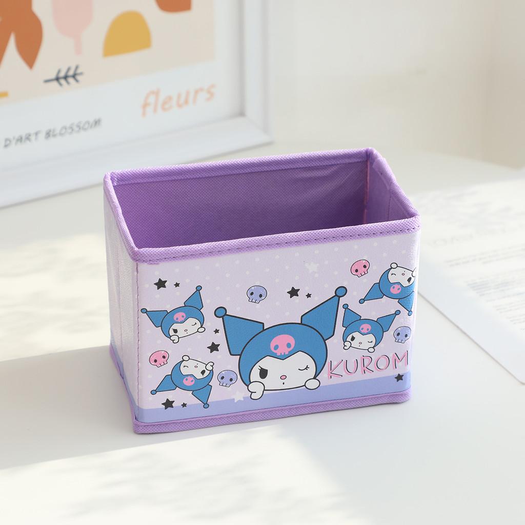 Hello Kitty Kuromi Cinnamoroll My Melody Pattern Foldable Desktop Storage Box For Makeup And Office Supplies