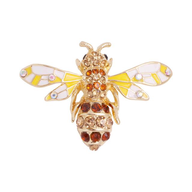 Insect Bee Brooch Enamel Pin Pearl Rhinestone Crystal Corsage Cardigan Coat Collar Brooches For Women Men Jewelry