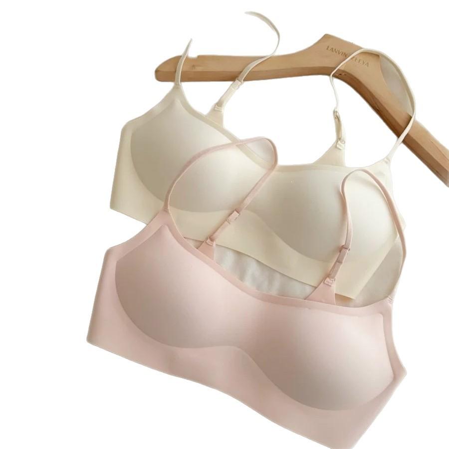 Thin shoulder strap low-necked version! Traceless invisible underwear women's thin cup gathers up, no steel ring low-cut skin tone bra cover