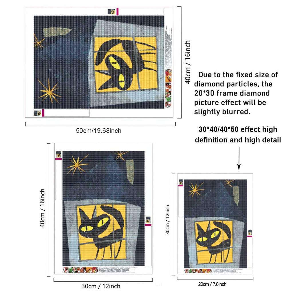 Full Drill Diamond Painting Kit Black Cat In Window At Night Design Relaxing Creative Craft for Home Wall Decoration Art Hobby Project