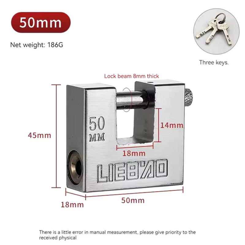 

Stainless Steel Padlock Security Safety Lock Antique Horizontal Opening Anti-Ancient Horizontally Open Rectangular Blade Padlock as the picture