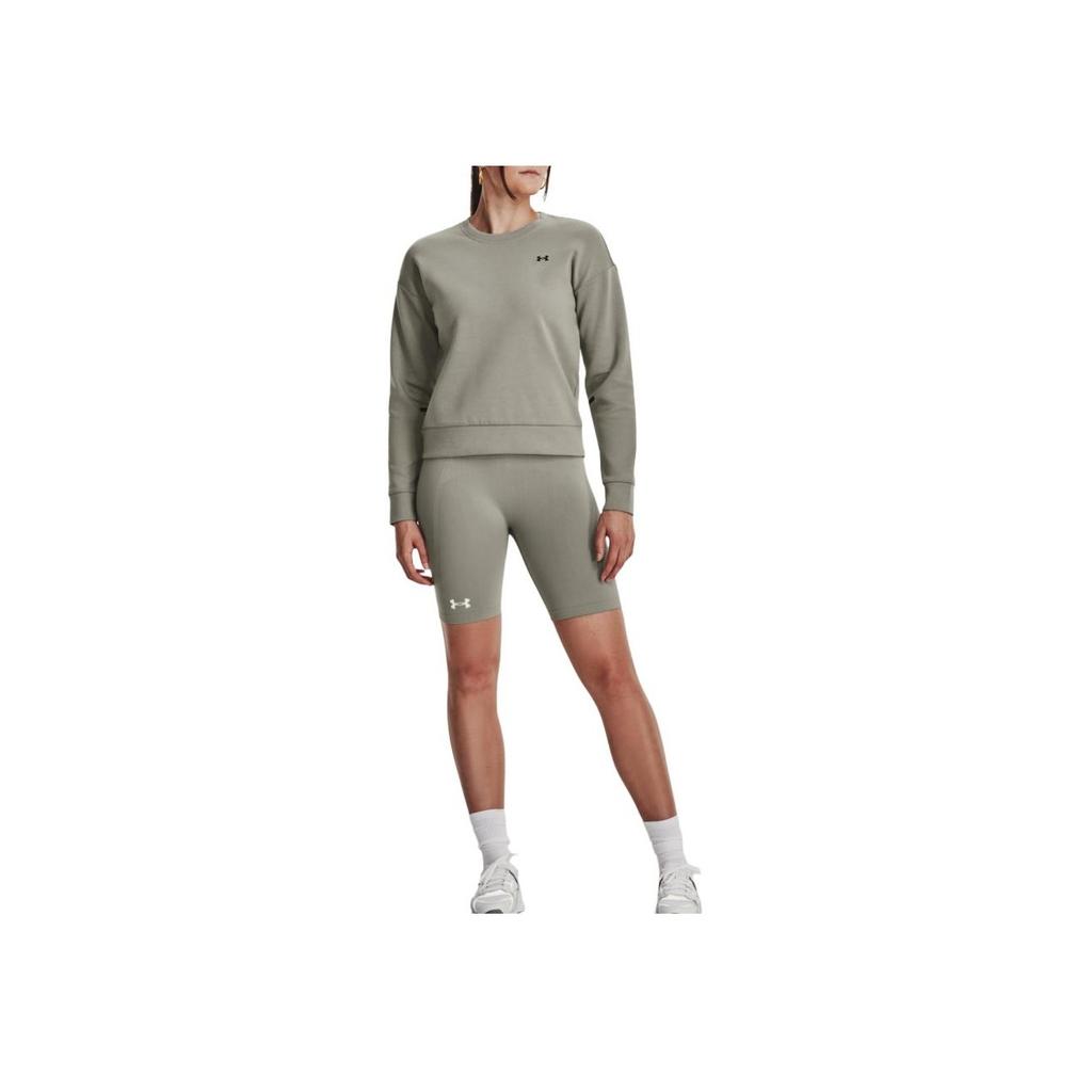 Under Armour Solid Color Crew Neck Long Sleeve Pullover Sweatshirt Women Sweatshirt Green 1379835-504