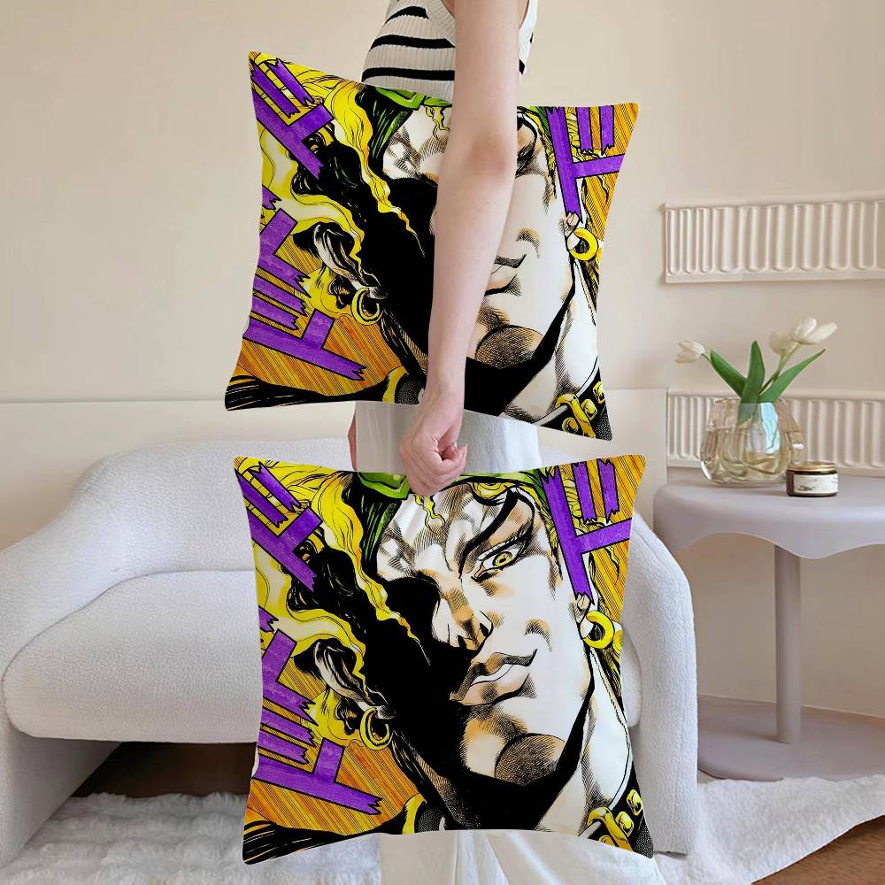 

JoJo s Bizarre Adventure Pillow Case Sofa and Living Room Decorative Cushion Covers Dust-proof and Mite-proof Invisible Zipper 12x12Inch