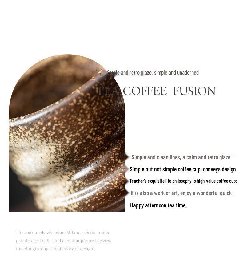 Handmade Retro Ceramic Coffee Cup and Saucer Set - Creative, Simple Design