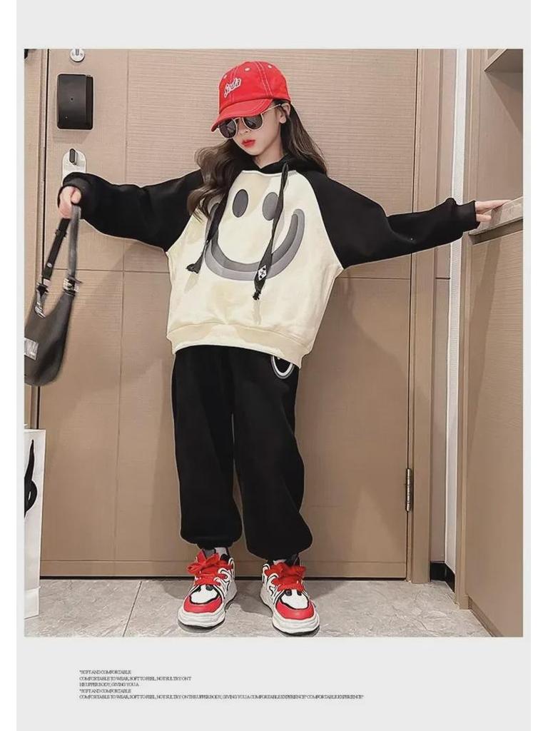 Dívčí jarní a podzimní módní svetr dvoudílný volnočasový oblek