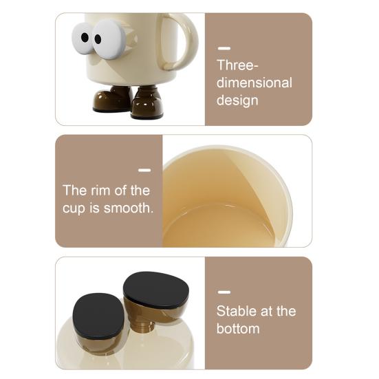 Mouthwash Cup Cartoon Design Unbreakable Toothbrush Holder Ergonomic Handle Dishwasher Safe Water Mug