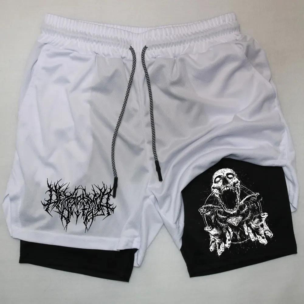 Fancy Style Studio Heren Shorts Gepersonaliseerd Bedrukt Dubbellaags Twee-in-&eacute;&eacute;n Fitness Sport Casual Broek XL