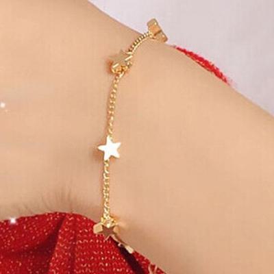 Pulseira Feminina Corrente de Tornozelo Coração de Amor Pentagrama Tornozeleira Descalça