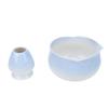 Matcha Bowl and Whisk Holder Ceramic Matcha Mixing Bowl with Spout for Traditional Japanese Tea Ceremony Gradient Blue