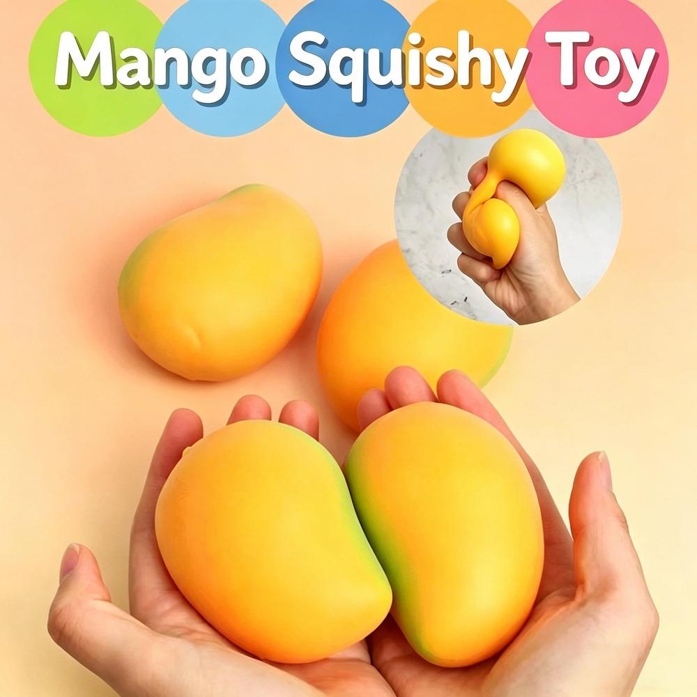Slow rebound mango squeeze toy, stress-relief fruit-shaped toy, soft rubber sensory educational toy for children and adults
