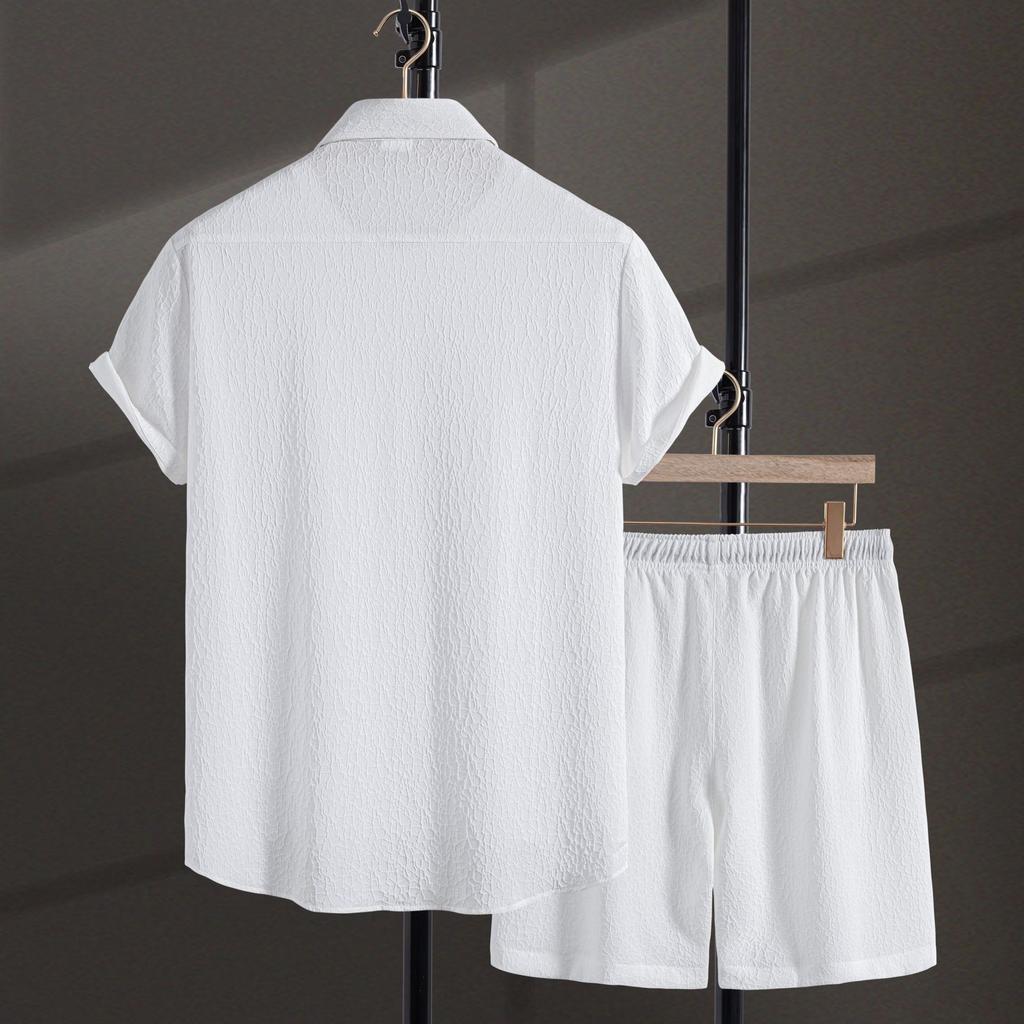 Men's Casual Short-sleeved Suit Men's Hawaiian Beach Casual Shorts Suit