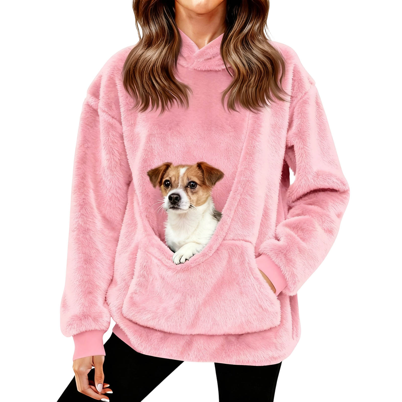 

Женская мода Повседневный худи с длинным рукавом S розовый