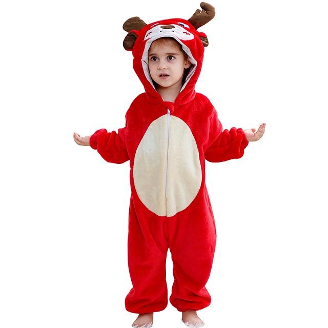 MICHLEY Christmas Baby Rompers Flannel Cosplay Toddler Infant Cute Clothes Overall Bodysuits Jumpsuit Costume For Girls Boys Kid
