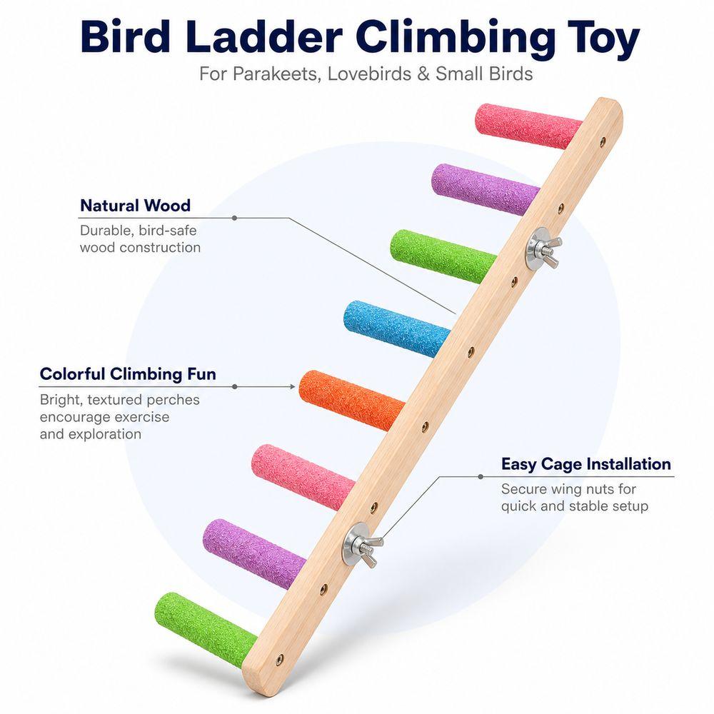 Wood Parrot Ladder Colorful Perches Bird Climbing Toy New Bird Bridge Parrot Toys