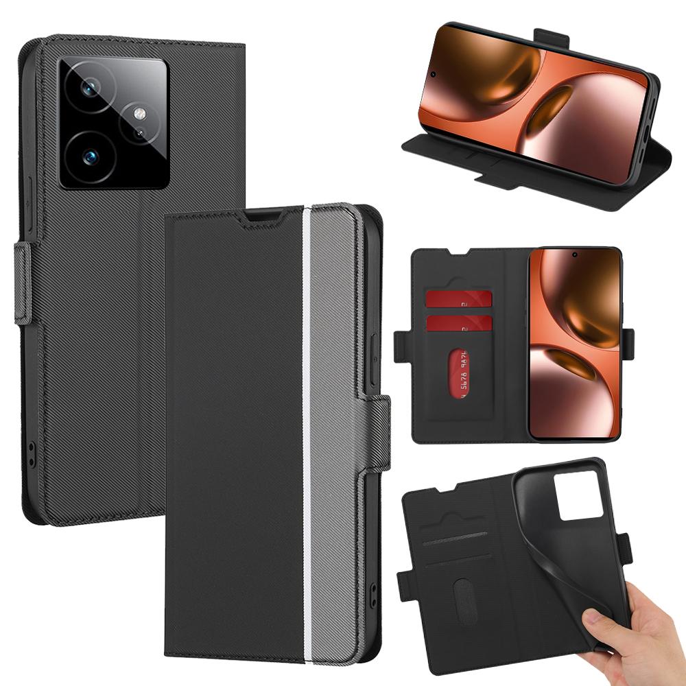 For Realme GT 7 5G Case Card Holder Twill Texture Leather Phone Cover