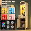 Tall Freestanding Bathroom Cabinet, Arched Top, LED, Reversible Door, Drawer, Magnetic Closure, Soft-Close Hinges, 40×30×163 Cm, Natural Wood Color