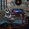 Ergonomic Gaming Chair Comfortable Office Chair With Footrest Headrest And Lumbar Cushion Adjustable Height Black And