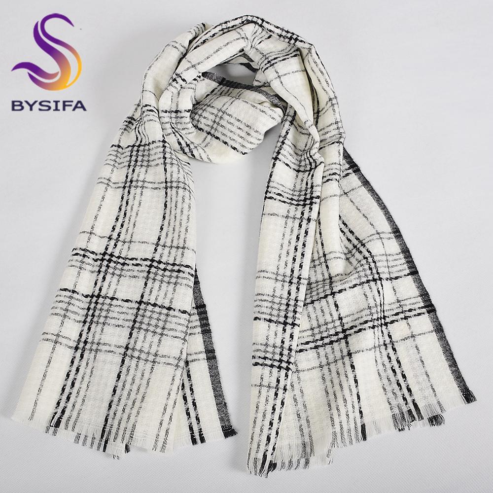 

Black White Plaid 100% Wool Scarves Pashmina Thicken Women Winter Soft Long Scarves Shawls Fashion Short Tassel Warm Neck Scarf