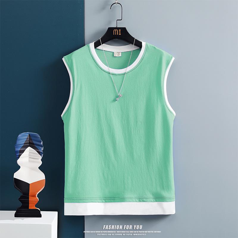 

Мужской топ без рукавов из ледяного хлопка с подплечниками Large зелёный