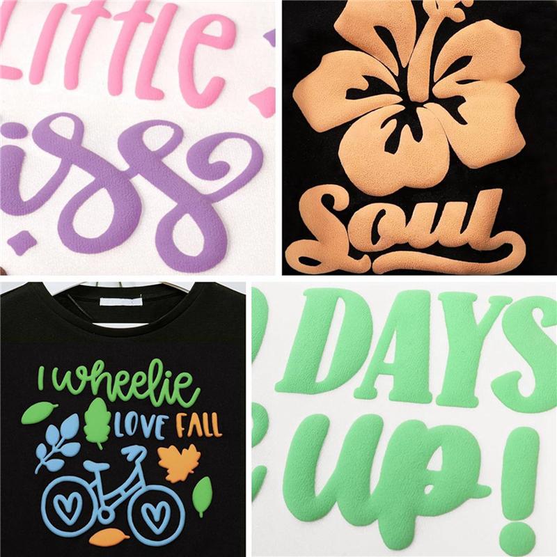 16X Transfer-8 Colors 3D Puff HTV Heat Transfer Vinyl 30X25cm Pastel Colored Puffy Iron-On Vinyl T-Shirt-B61B