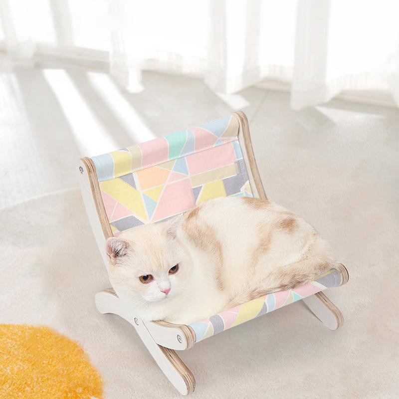 Custom Creative Removable Summer Cat Bed Hammock Solid Wooden Cat Camping Bed Hammock Cat Rocking Chair