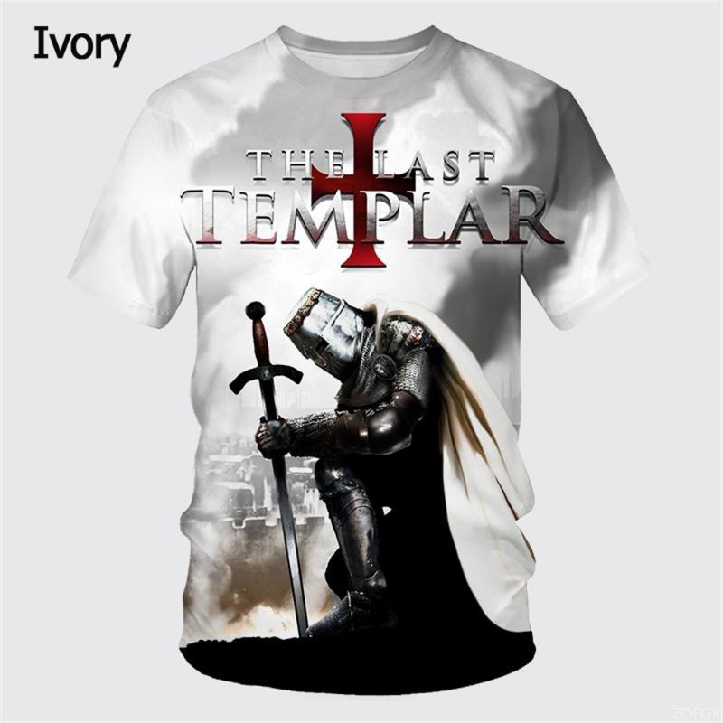 

Fashionable Retro Templar 3D Printed Men s T-shirt Summer Casual Street Wear Couple T-shirt Short Sleeved Top S